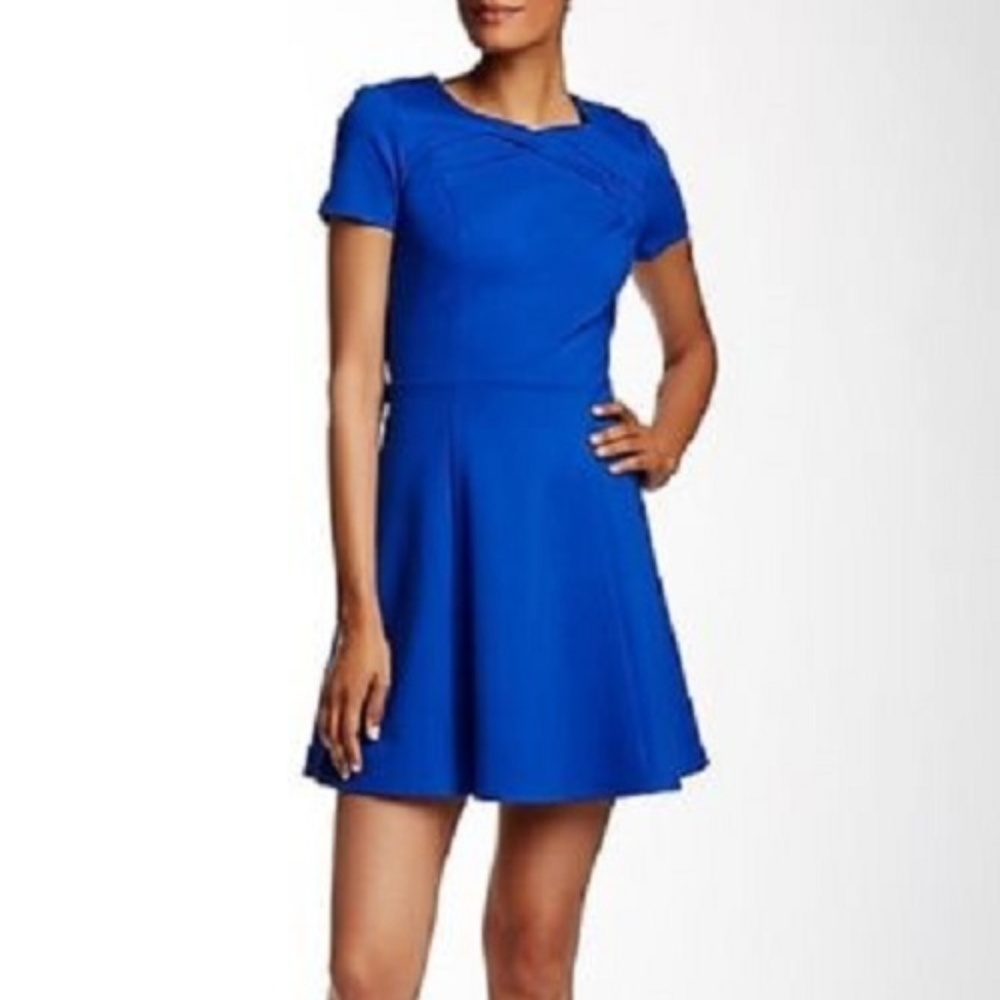 Halston Heritage Cobalt Blue Ponte Fit &Flare Skater Dress Sz-8 NWT Retail $375 - Picture 2 of 11